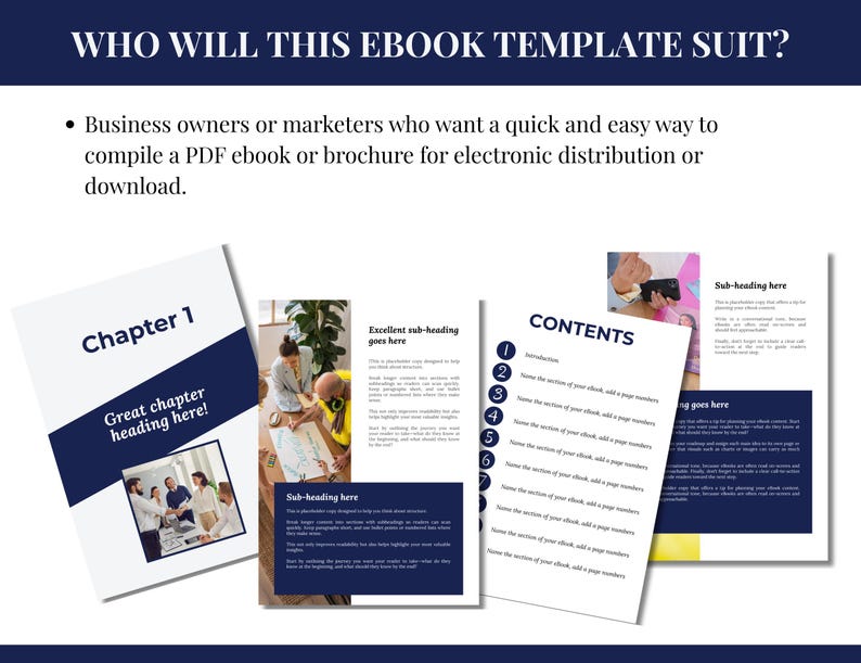 Dark Blue Ebook Template: 50-page Canva Business Brochure (PDF Download ...