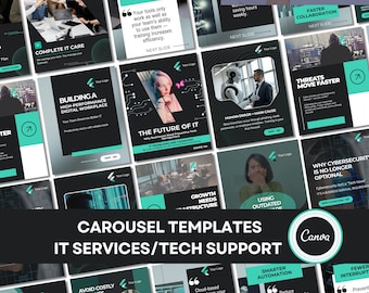 Canva Templates for Technology Businesses | Carousels for LinkedIn and Instagram | Managed IT & Tech Support