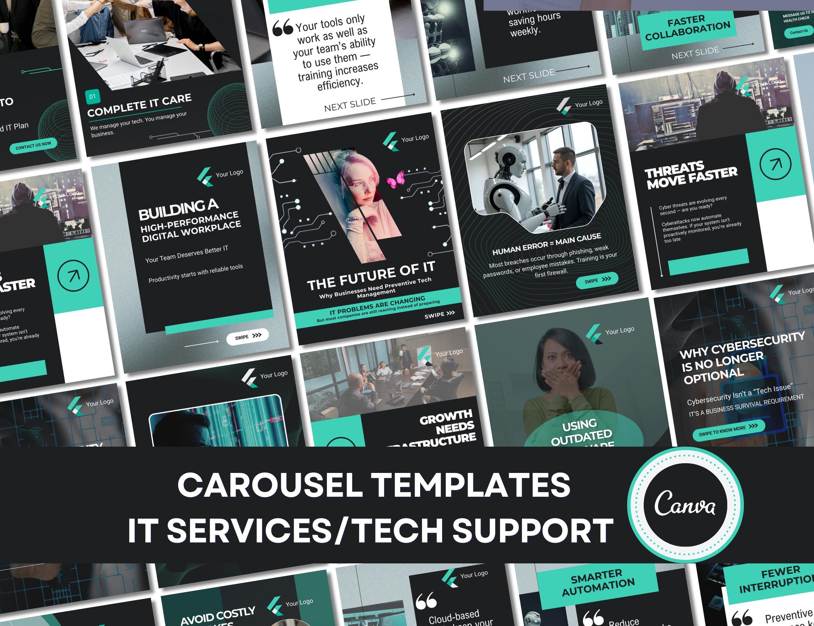 Canva Templates for Technology Businesses | Carousels for Linkedin and ...