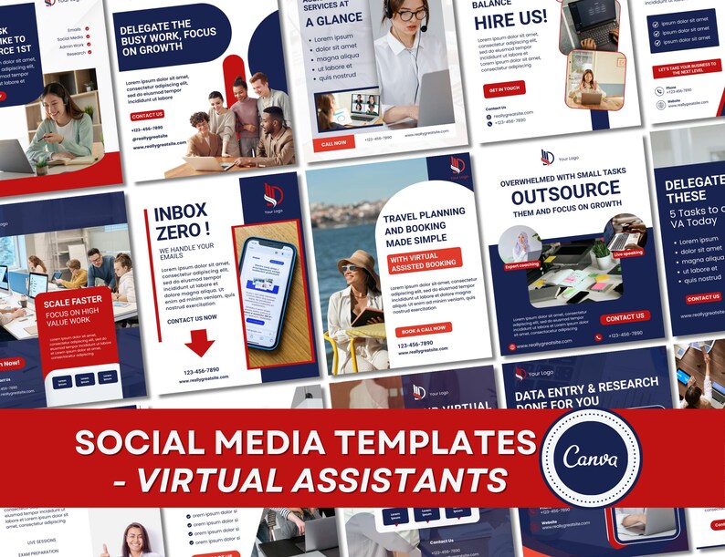 Social Media Templates for Virtual Assistants – 40 Canva Editable Posts ...
