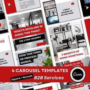 Carousel Templates | B2B Services & Consultants | Canva Editable in Square and Portrait | Instagram and LinkedIn