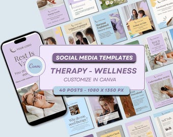 Modelos de Instagram para terapeutas – 40 posts editáveis no Canva para profissionais de saúde mental