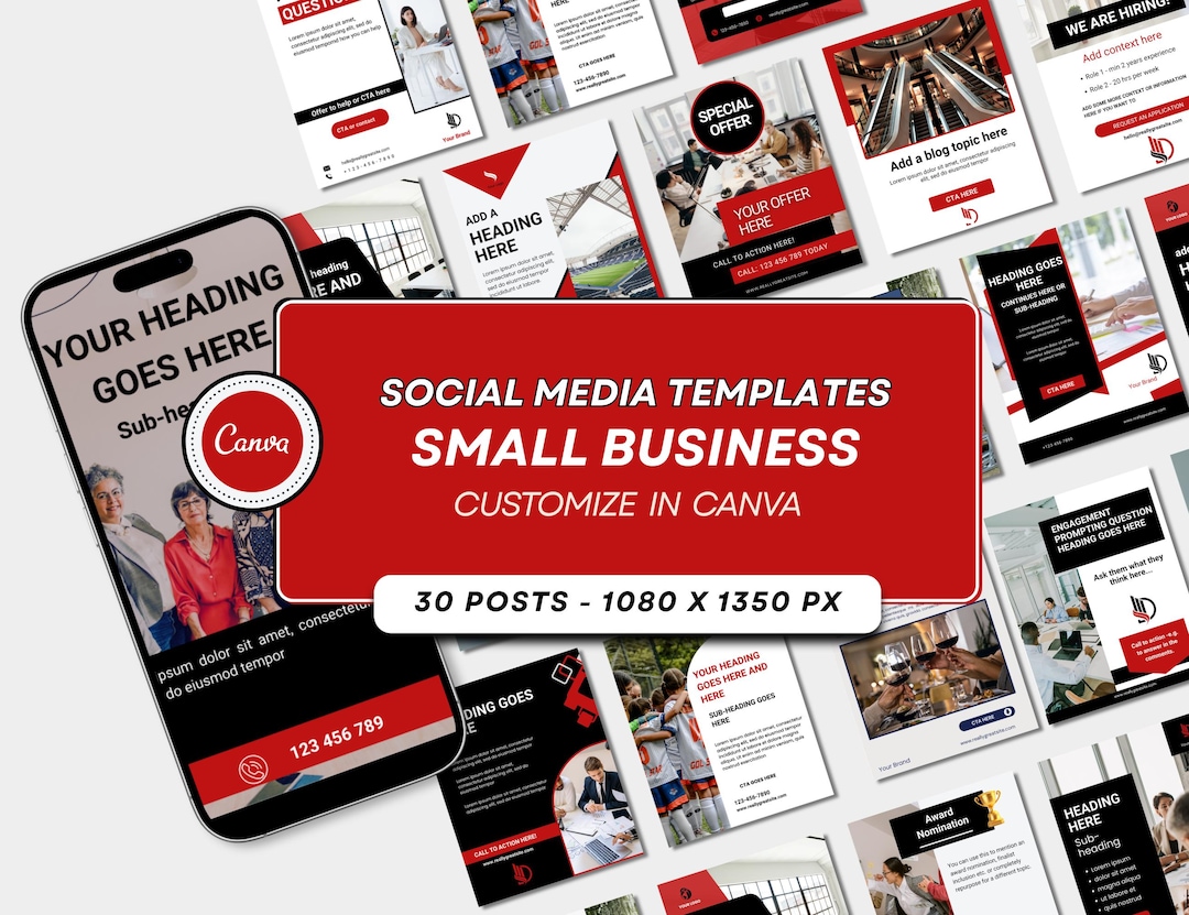 Social Media Templates for Small Business – 30 Canva Customizable Posts ...