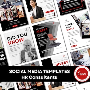 Canva Templates HR Consultants – 40 Red & Black Social Media Posts