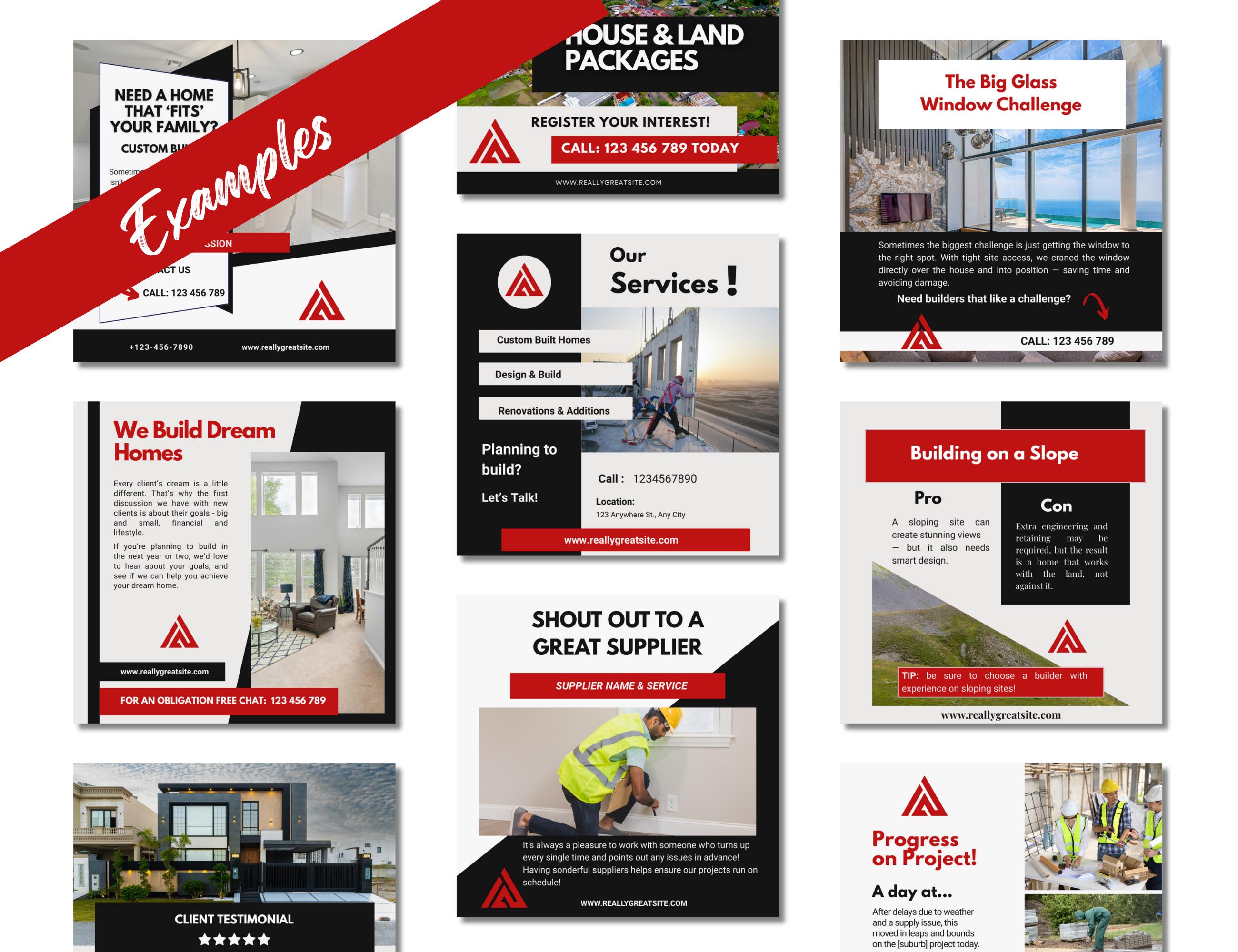 Builder Facebook Templates | Red & Black Social Media Posts (canva ...