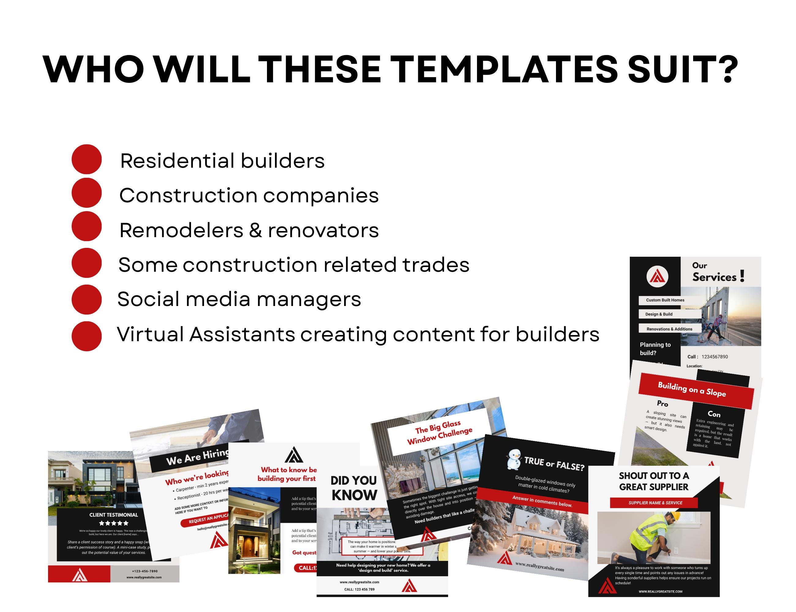 Builder Facebook Templates | Red & Black Social Media Posts (canva ...