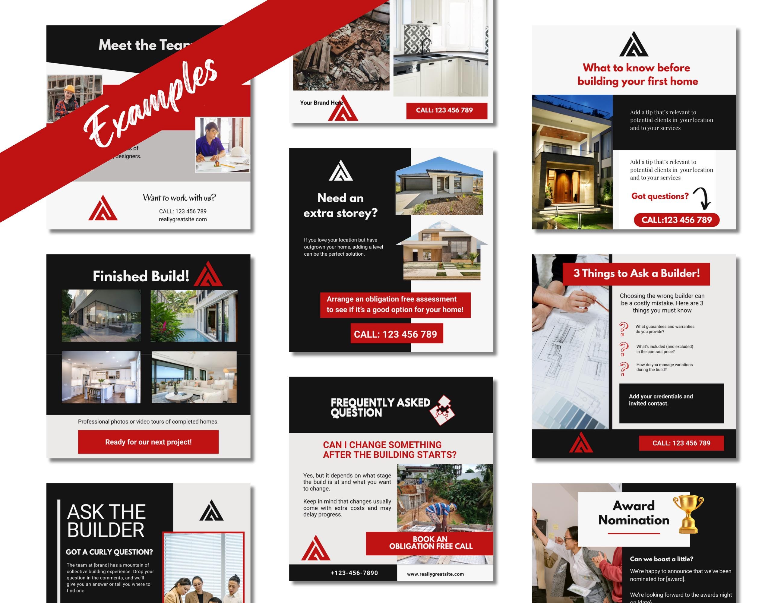 Builder Facebook Templates | Red & Black Social Media Posts (canva ...