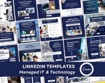 LinkedIn Templates for Technology & IT Services | 40 Canva Editable Social Media Posts