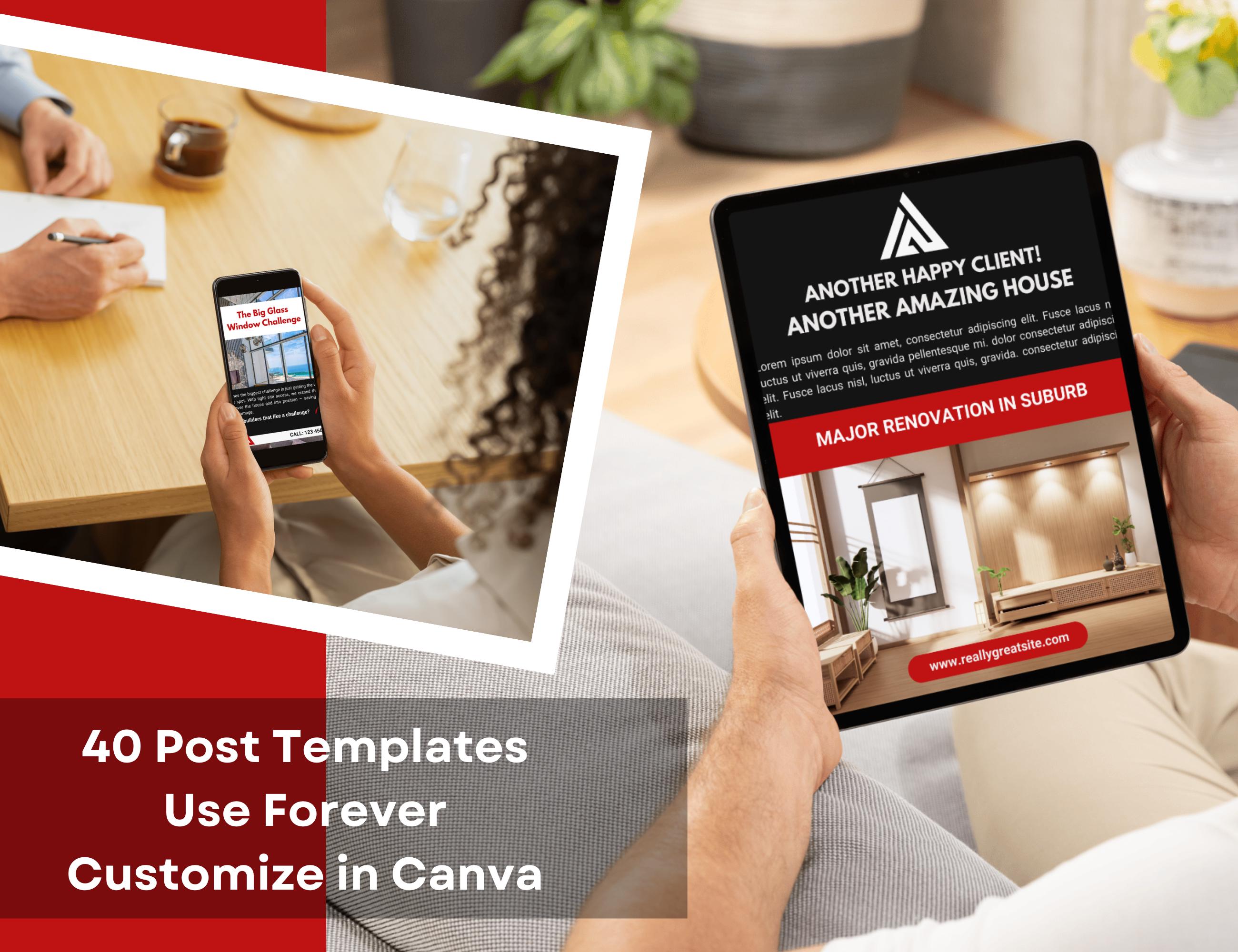 Builder Facebook Templates | Red & Black Social Media Posts (canva ...