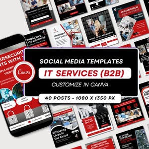 Canva Templates for Technology Services: 40 Social Media Posts (Instant Download)
