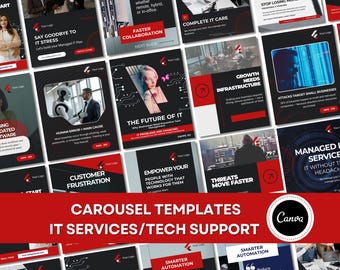 Technology and IT Social Media Templates | Canva Editable Carousels for LinkedIn & Instagram