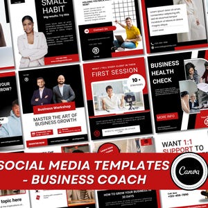 Social Media Templates Business Coaches | 40 Canva Editable Posts (Instant Download)