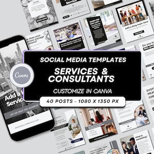 Beratung Vorlagen Social Media - Canva Bearbeitbare Posts für B2B-Services und -Berater