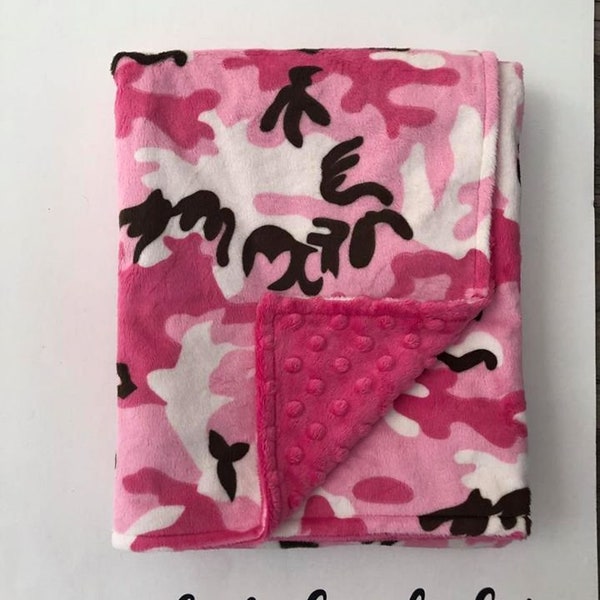 Pink Camo Minky Blanket, baby blanket, Camoflage Minky, Hunting Blanket, Baby Camo Girl Blanket, Little Hunter