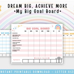 Kids Reward Chart Printable | Goal Tracking Chart for Kids | Behavior and Motivation Tracker | Weekly Reward System for Children | Package