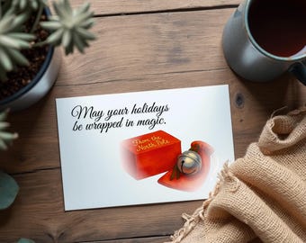 Holiday Card Printable: Wrapped In Magic (Digital Download, PDF Template with A7 Envelope Template)