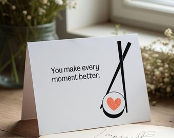 Sweet Anniversary Card: Sushi Love - Printable Greeting (Digital Download, PDF Template, 5x7)