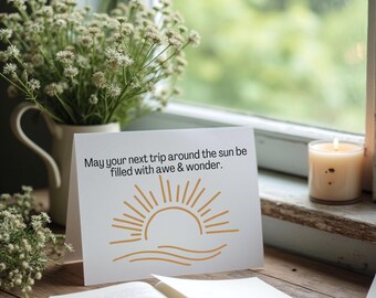 Printable Birthday Card: Awe & Wonder Design - Set a B-Day Intention (Digital Download, 5x7)