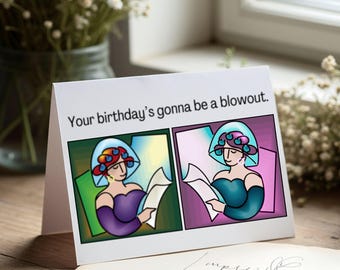 Funny Birthday Card: Blowout Hair Salon Design (Digital Download)