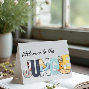 Bienvenido a la jungla - Tarjeta de felicitación imprimible - Descarga digital - Tarjeta de descarga instantánea para nacimiento y adopción