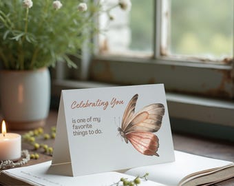 Butterfly Birthday Card: Celebrating You is My Favorite - Printable Greeting Card (Digital Download)
