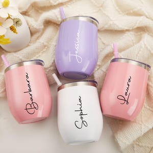 Mug de voyage personnalisé, gobelet de demoiselle d'honneur, gobelet isotherme personnalisé, tasse en acier inoxydable, cadeau de demoiselle d'honneur, cadeau pour elle, cadeau de jeune mariée enterrement de vie de jeune fille