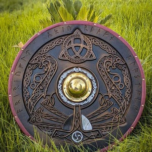 Custom Handmade Viking Battle Shield | Authentic Viking Shield | Gift For Men | Viking Lover Gift | Gift For Him | Birthday & Christmas Gift