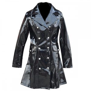 Black Glossy Vinyl Jacket for Women | Shiny Zip-Up Outerwear | Alternative Punk Goth Fashion | Edgy Streetwear | Gift For Her