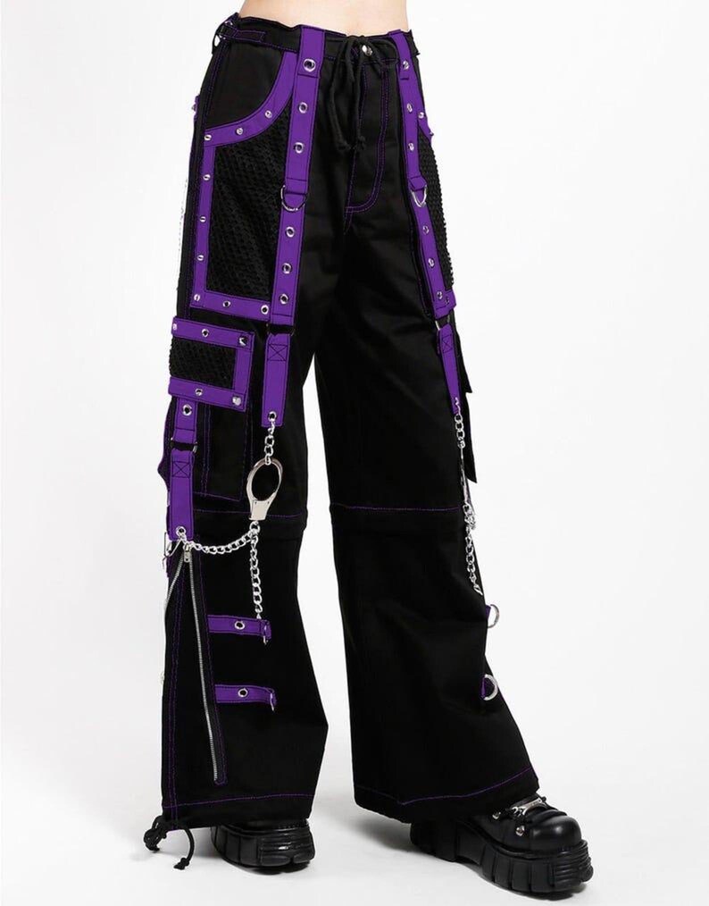 Custom Inked Zipper Cargo Pants with Straps - Mystique main image 1
