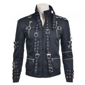 Gothic Men&#39;s Black Cotton Cosplay Jacket | Goth Punk Rock Costume | Unique Mens Outerwear | Premium Gothic Fashion | Stylish Punk Clothing
