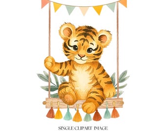 PNG Clipart tigre carina, decorazione murale per la cameretta, baby shower, sublimazione e fai da te, file digitale a download immediato, compleanno selvaggio