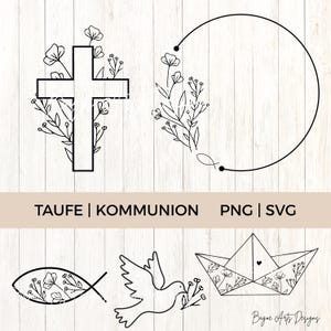 Taufe Kommunion Erstkommunion Plotterdatei Set / Laserdatei SVG, PNG , DFX Datei für Laser , Cricut Brother canvas Silhouette  Download ,