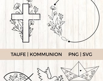 Baptism Communion First Communion Plotter File Set / Laser File SVG, PNG, DFX File for Laser, Cricut Brother Canvas Silhouette Download,