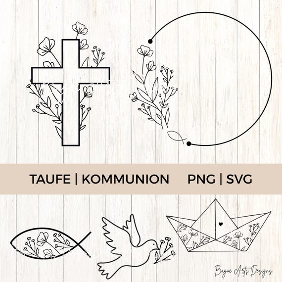 Taufe Kommunion Erstkommunion Plotterdatei Set / Laserdatei SVG, PNG , DFX Datei für Laser , Cricut Brother canvas Silhouette  Download ,