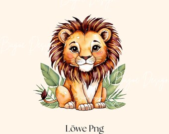 Boho leone png, bambino leone, download digitale, scuola materna, acquerello, png, leone carino, grafica, clipart, bambino,