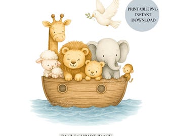 Clipart PNG dell'Arca di Noè, adorabile file PNG per battesimo, comunione, motivo di stampa di alta qualità per stampante UV, sublimazione, trasferimenti termoadesivi