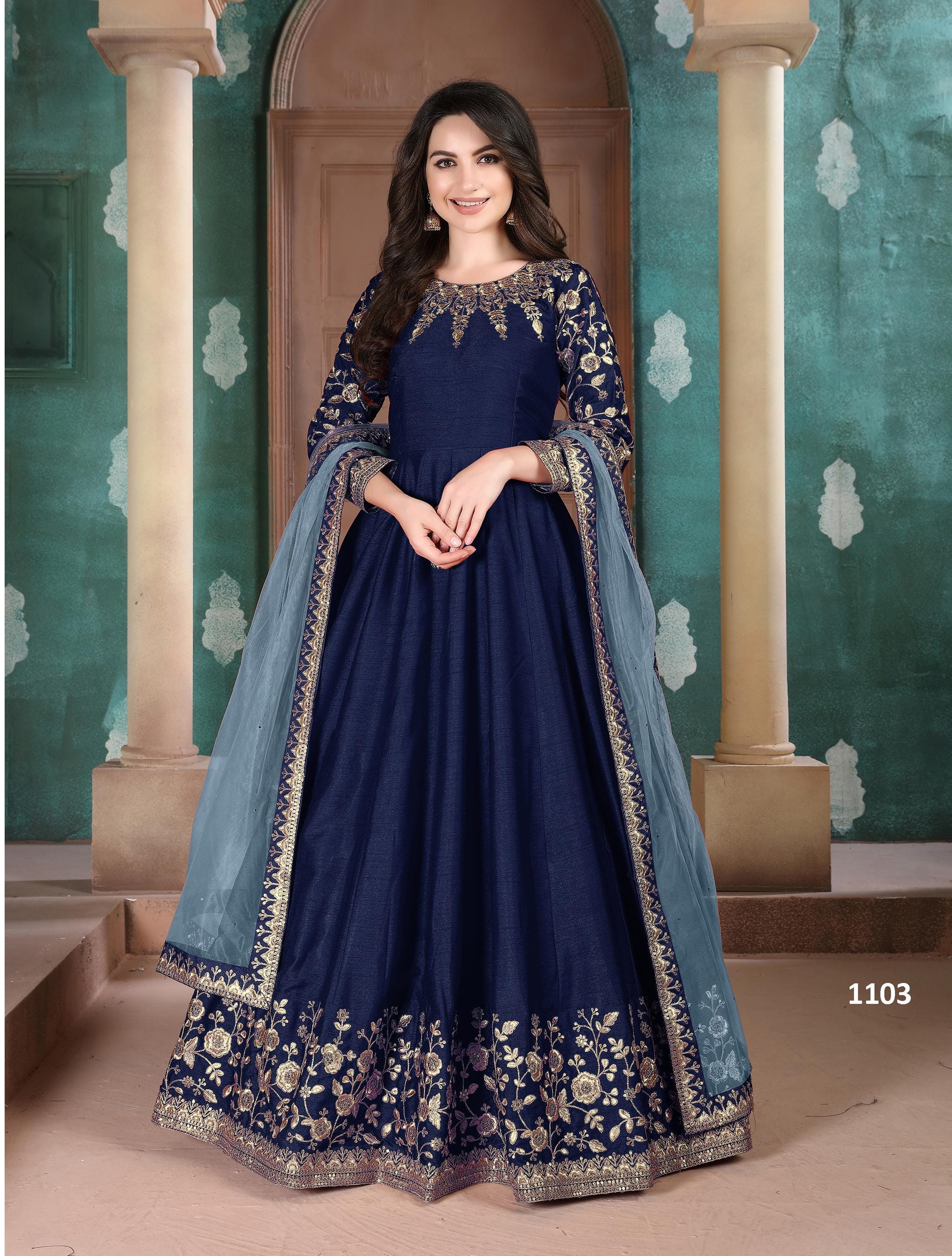 Vestido Anarkali bordado pesado de seda Adda con Dupatta / Elegante vestido festivo y de boda para mujeres vestidos largos funcionales