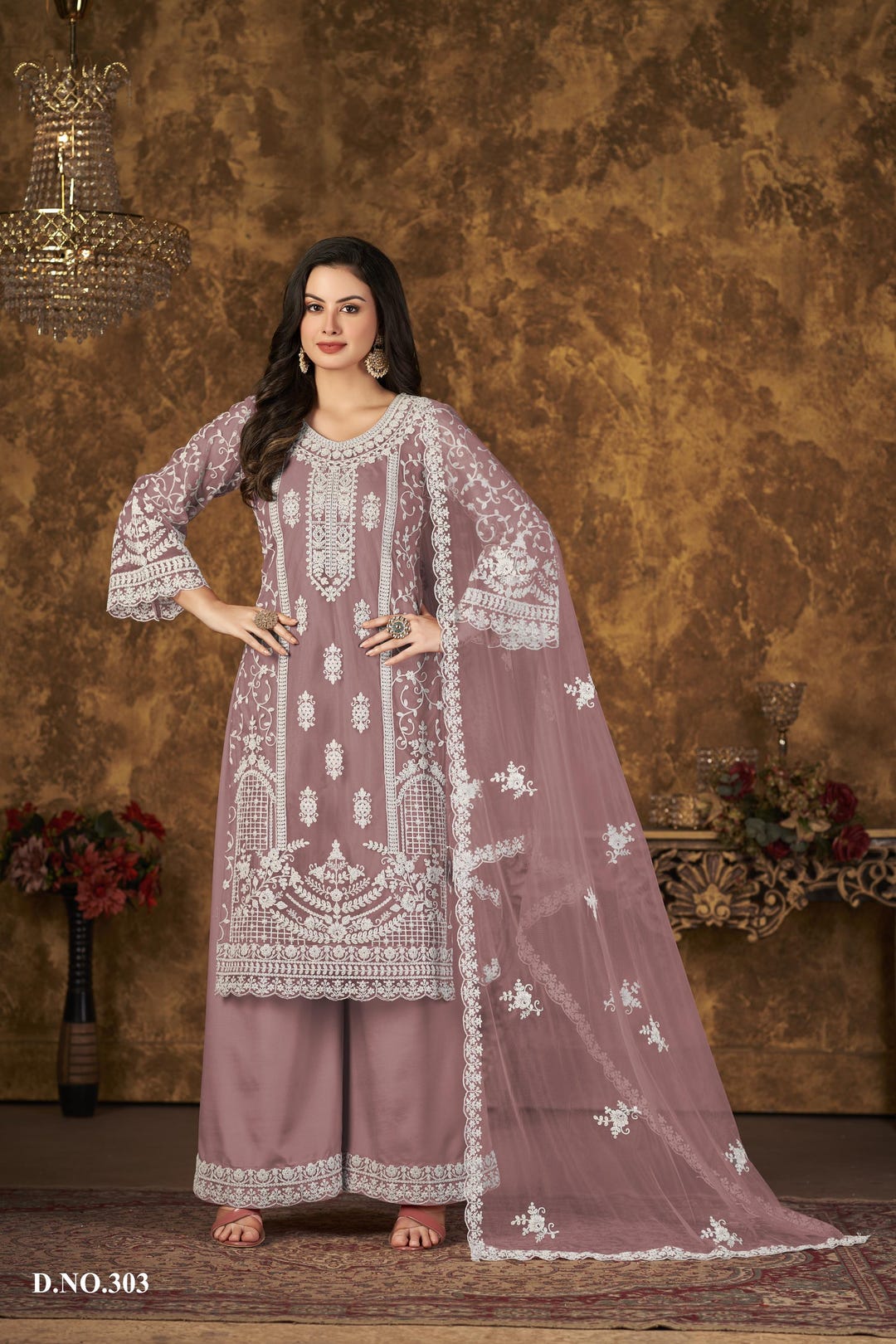Luxury Pakistani Net Suit Set With Embroidery | Wedding Party Wear ...
