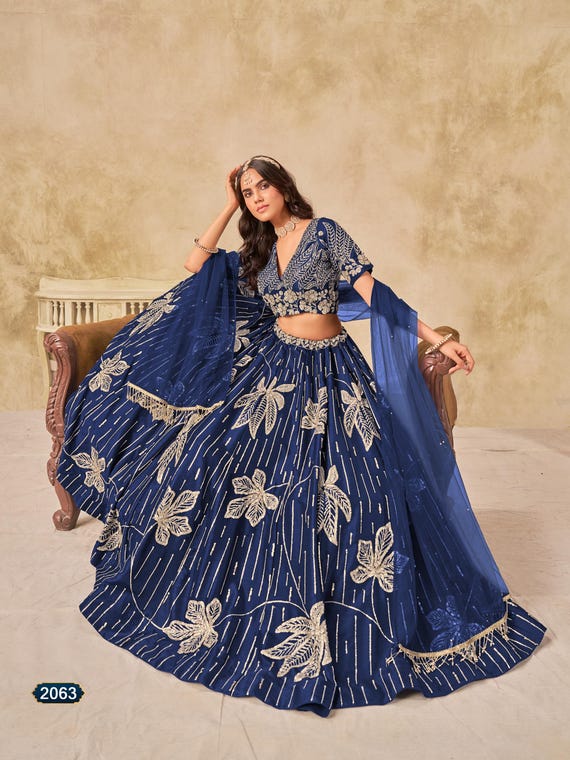 green emerald velvet dress Blue Semi Stitched Net Dupatta Indian Dress