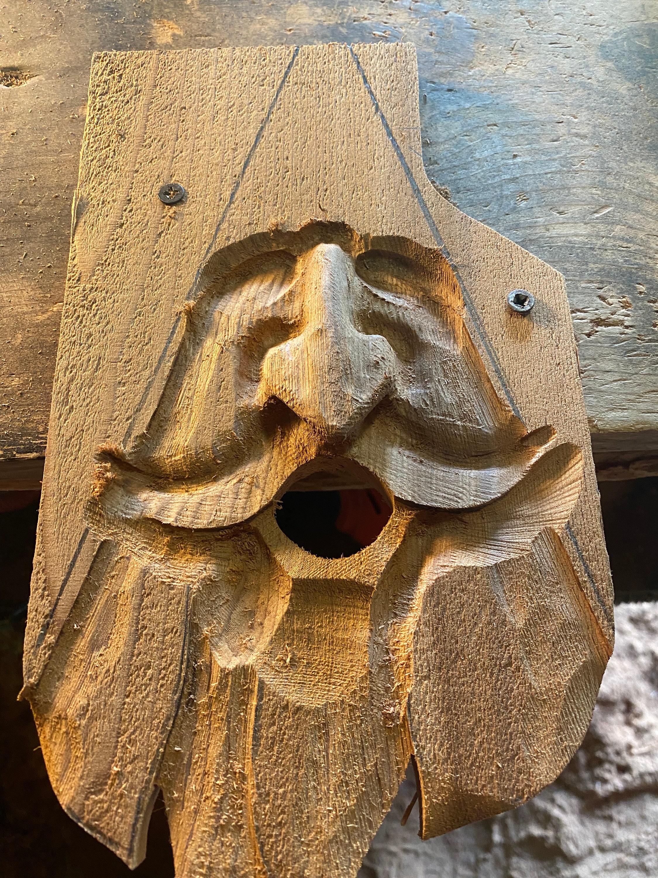 Hand Carved Wood Spirit Old Man Face Cedar Birdhouse Happy - Etsy