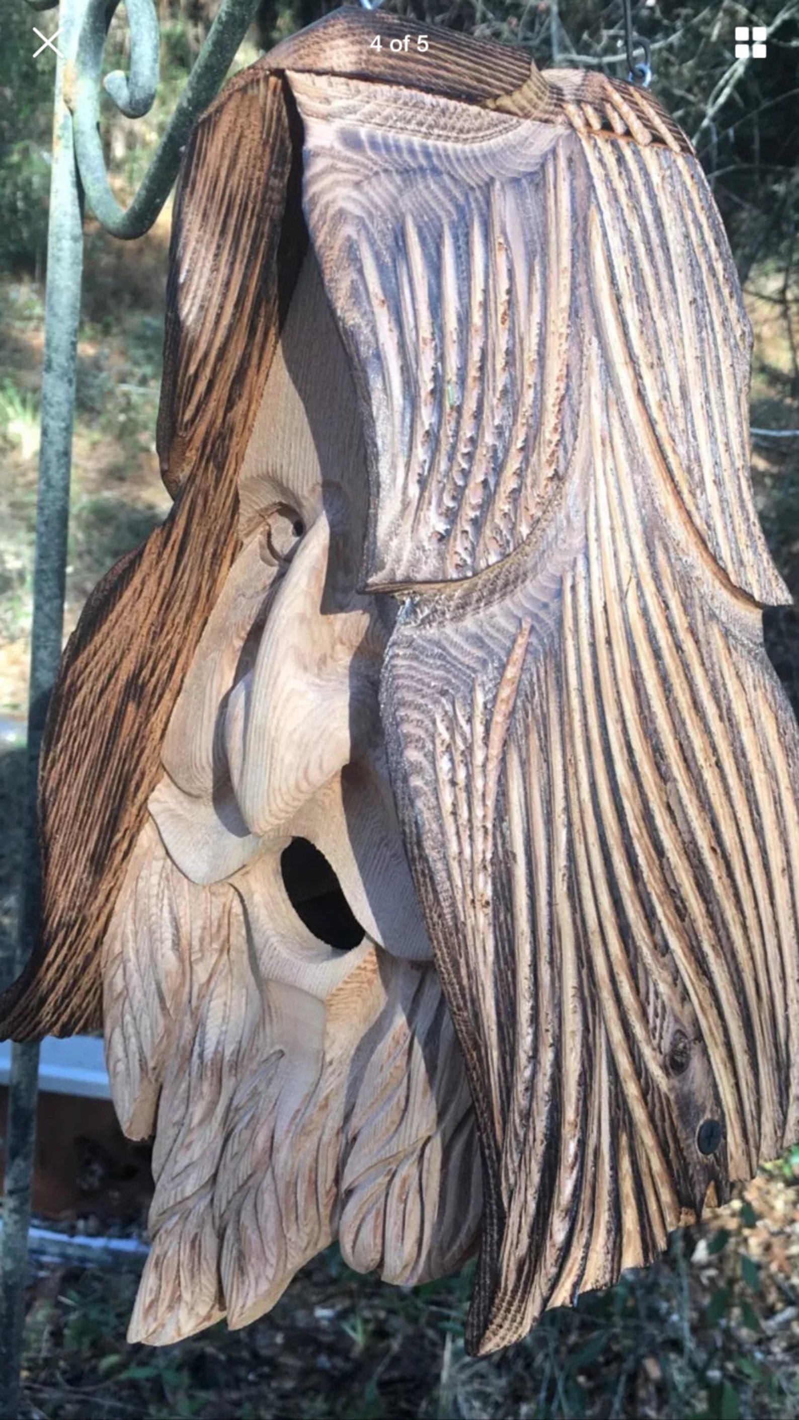 Happy Wood Spirit Birdhouse. Hand Carved Home Made in the Etsy