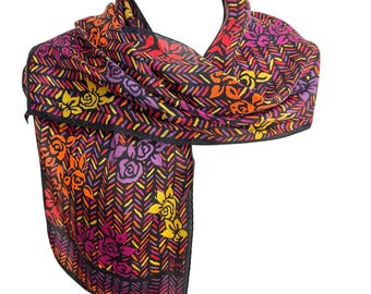 Vintage Floral Silk Scarf - WENSLI PHOENIX 25x25 In - Etsy
