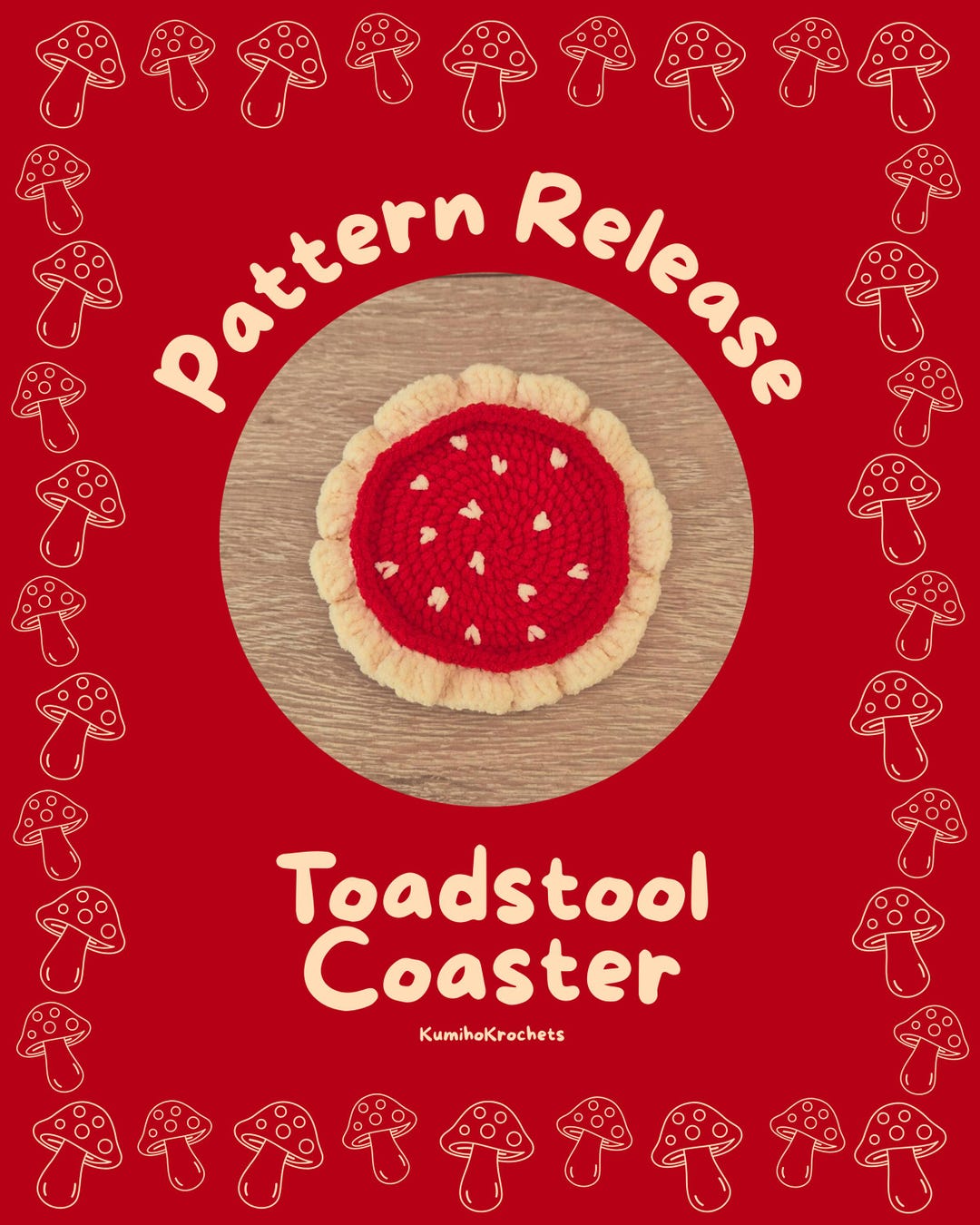 Toadstool Coaster PDF PATTERN - Etsy