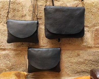 simple black leather bag