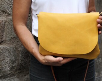 Yellow leather purse sale