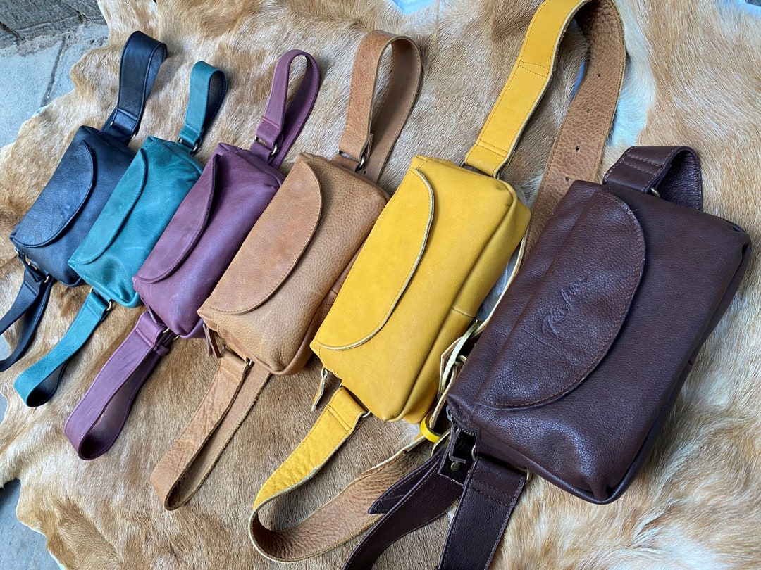 Riñonera De Cuero Genuino Para Hombre, Bolso De Viaje Retro De Piel Natural, Bandolera Cruzada Para El Pecho, Cadera, Cinturón - AliExprs 1524