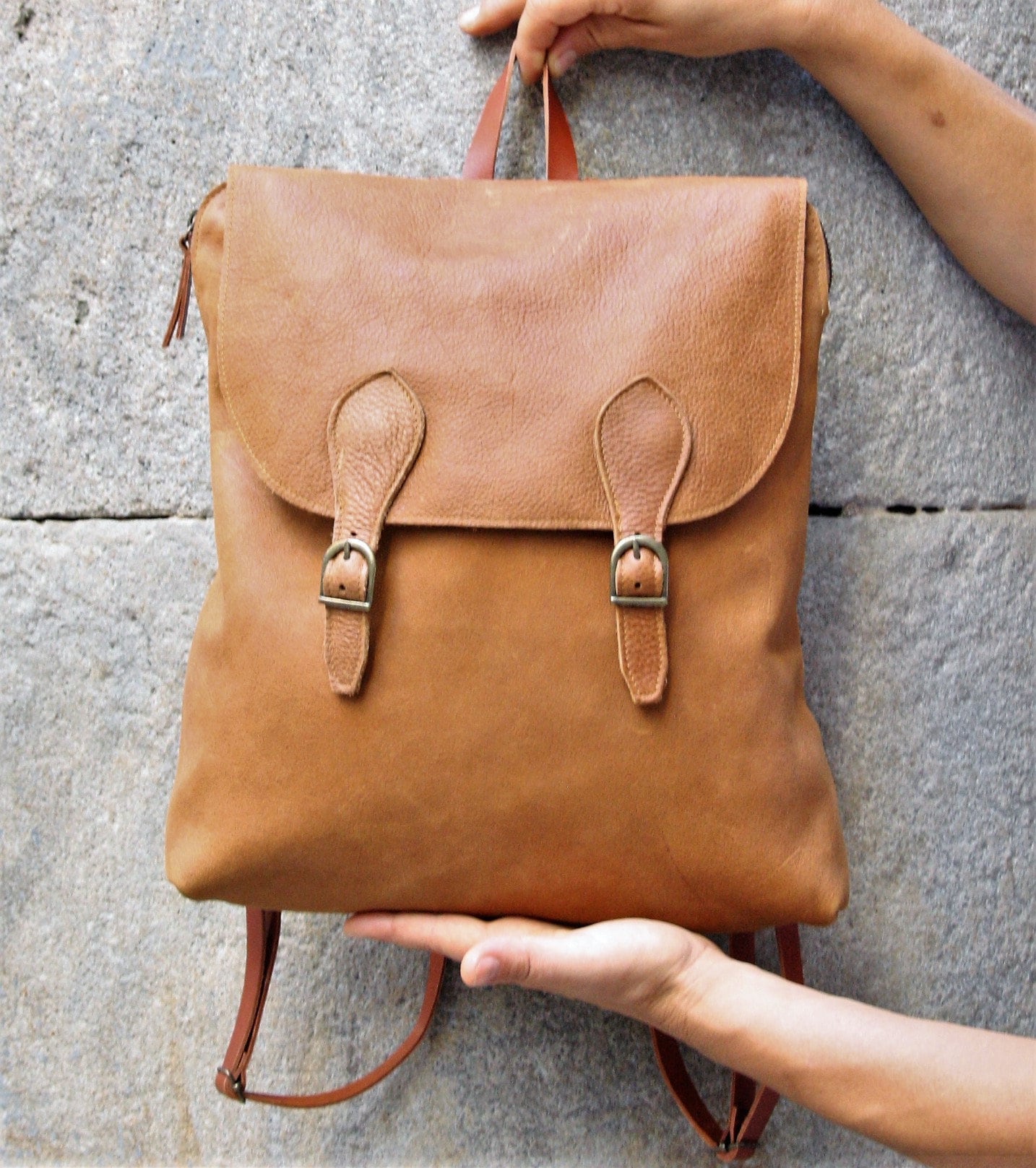 Chic Tan stylish, light, brown fashionable purse, bag Leather Backpack Chelsea Convertible Diaper Bag Backpack & Tote - Stylish  main image 2