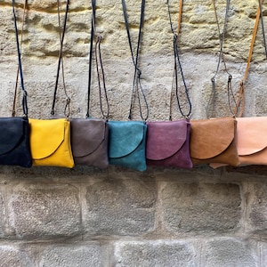 Small Leather Crossbody Casual Bag: Italian Leather Minimalist Purse