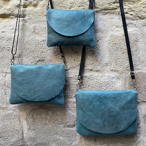 Small Green Leather Crossbody Bag: Handmade Italian Leather Purse