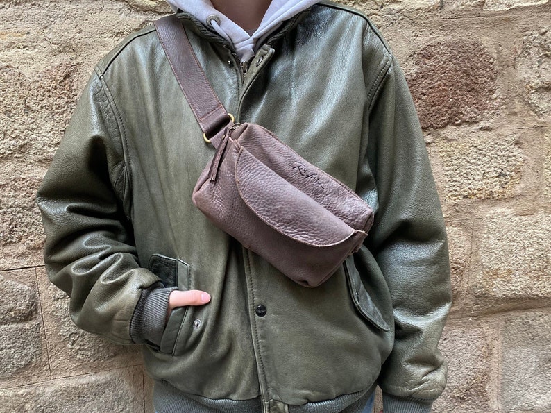 brown leather fanny pack bumbag rossymina